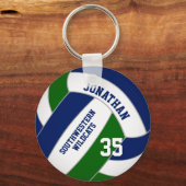 Blauw groen gepersonaliseerde sportgeschenken voll sleutelhanger (Voorkant)
