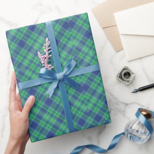 Blauw groen geplakt patroondepot cadeaupapier