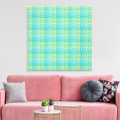 Blauw Groen Geruit Abstract Patroon Canvas Afdruk (Insitu (Woonkamer))