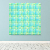 Blauw Groen Geruit Abstract Patroon Canvas Afdruk (Insitu (Houten vloer))