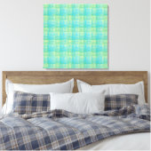Blauw Groen Geruit Abstract Patroon Canvas Afdruk (Insitu (Slaapkamer))