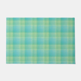 Blauw Groen Geruit Abstract Patroon Deurmat