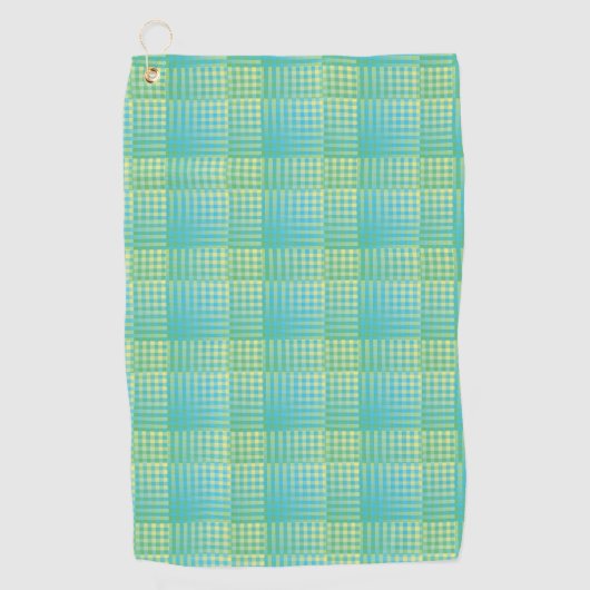 Blauw Groen Geruit Abstract Patroon Golfhanddoek (Voorkant)