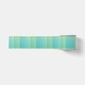 Blauw Groen Geruit Abstract Patroon Grosgrain Lint (Voorkant)