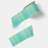 Blauw Groen Geruit Abstract Patroon Grosgrain Lint (Achterkant)