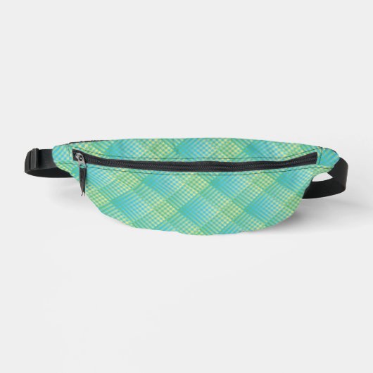 Blauw Groen Geruit Abstract Patroon Heuptasje (Voorkant)