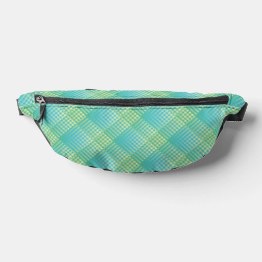 Blauw Groen Geruit Abstract Patroon Heuptasje (Liggend)