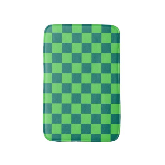 Blauw groen geruit gingham patroon badmat (Voorkant Verticaal)