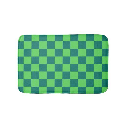 Blauw groen geruit gingham patroon badmat (Voorkant)