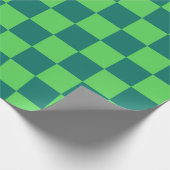 Blauw groen geruit gingham patroon cadeaupapier (Hoek)