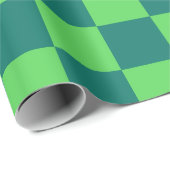 Blauw groen geruit gingham patroon cadeaupapier (Rol Hoek)