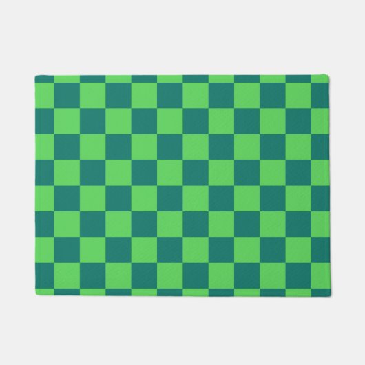 Blauw groen geruit gingham patroon deurmat (Voorkant)