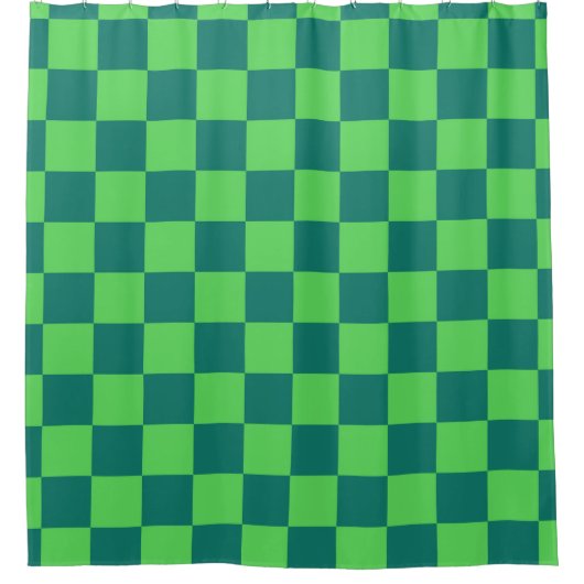 Blauw groen geruit gingham patroon douchegordijn (Voorkant)