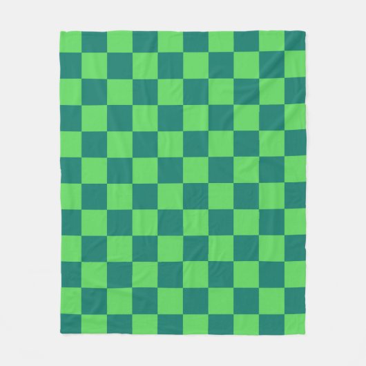 Blauw groen geruit gingham patroon fleece deken (Voorkant)