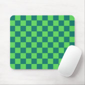 Blauw groen geruit gingham patroon muismat (Met muis)