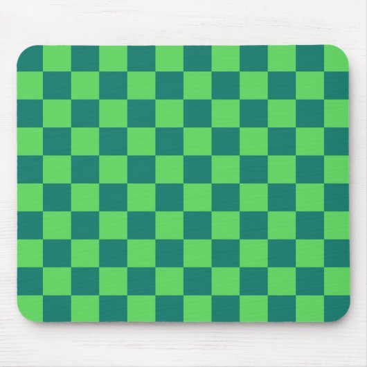 Blauw groen geruit gingham patroon muismat (Voorkant)