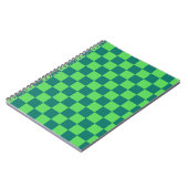 Blauw groen geruit gingham patroon notitieboek (Linkerzijde)