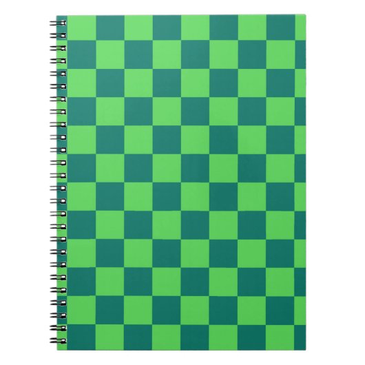 Blauw groen geruit gingham patroon notitieboek (Voorkant)