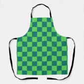 Blauw groen geruit gingham patroon schort (Voorkant)