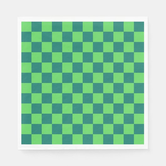 Blauw groen geruit gingham patroon servet (Voorkant)