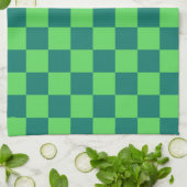Blauw groen geruit gingham patroon theedoek (Gevouwen)