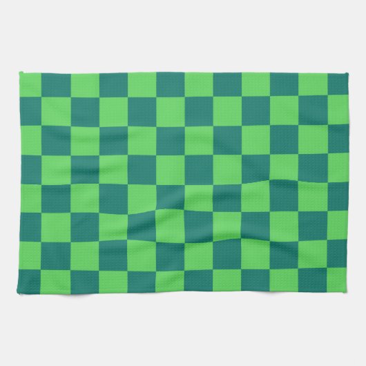 Blauw groen geruit gingham patroon theedoek (Horizontaal)