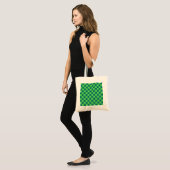 Blauw groen geruit gingham patroon tote bag (Voorkant (model))