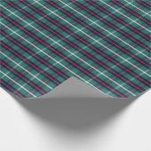 Blauw groen geruite kerstcadeau inpakpapier (Hoek)