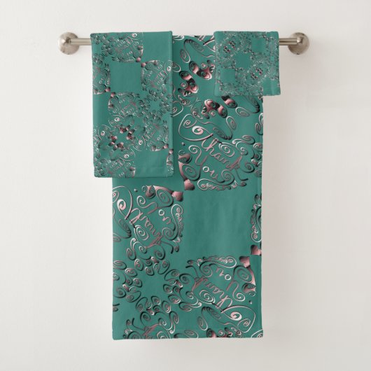 Blauw Groen Gestemd "Dank u wel" Bad Handdoek (Insitu)