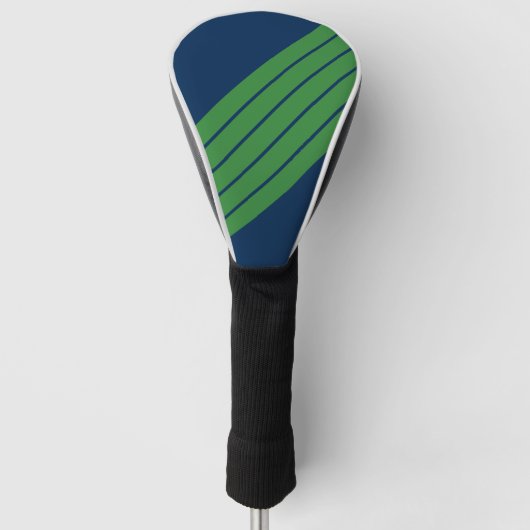 Blauw Groen Gestreept 70s 80s Klassieke Retro Stre Golfheadcover (Voorkant)