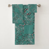Blauw groen gevlekt "Dank je" Bad Handdoek (Insitu)
