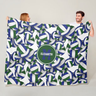 Blauw groen girly volleybal team kleuren fleece deken