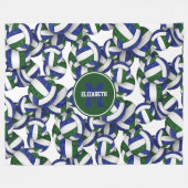 Blauw groen girly volleybal team kleuren fleece deken (Voorkant (Horizontaal))