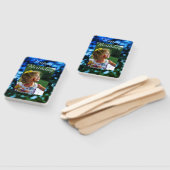 Blauw groen glitter foto kinderen verjaardag moder handwaaier (Niet-gemonteerd)