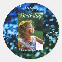 Blauw groen glitter foto kinderen verjaardag moder
