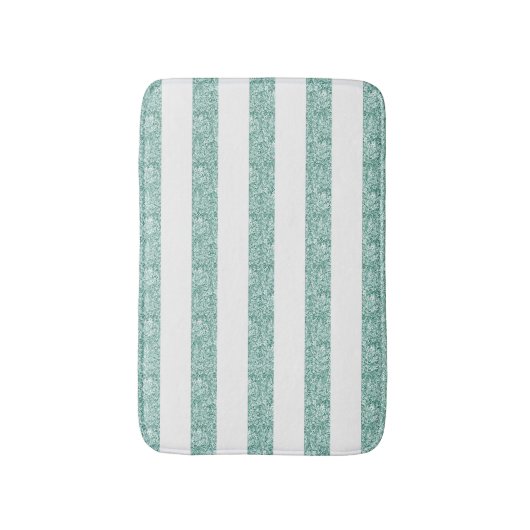 Blauw Groen Glitter Strepen Badmat (Voorkant Verticaal)