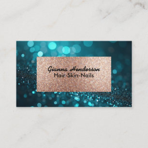 Blauw Groen Glitterend Glans en Goud Visitekaartje