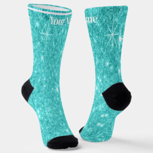 Blauw Groen glitters   Aangepaste naam Sokken