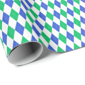 Blauw & Groen Golf Argyle Cadeaupapier (Rol Hoek)