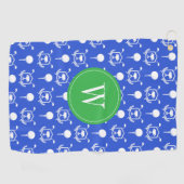 Blauw & Groen Golf Monogram Golfhanddoek (Horizontaal)