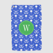 Blauw & Groen Golf Monogram Golfhanddoek (Voorkant)
