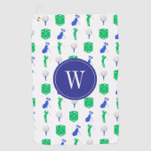 Blauw & Groen Golf Monogram Golfhanddoek (Voorkant)