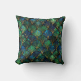 Blauw Groen Goud Art Deco Geometrisch Ontwerp Kussen