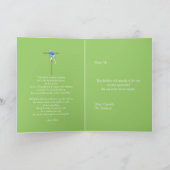 Blauw groen goud begrafenis "dank u" bedankkaart (Binnen)