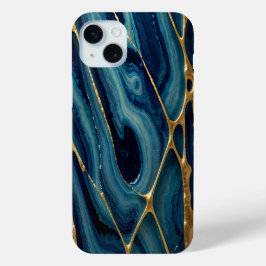 Blauw, groen, goud iPhone 15 mini hoesje