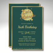 Blauw groen goud disco bal verjaardagsfeestje kaart