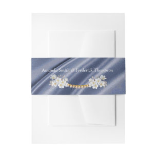 Blauw,groen,goud,ivoor Zijde & Parels Buikband Uitnodigingen Wikkel