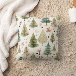 Blauw Groen Goud Kerstboom Patroon Kussen
