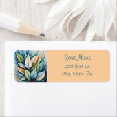 Blauw groen goud latte bladeren etiket (Insitu)