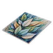 Blauw Groen goud latte Bladeren Tegeltje (Zijkant)